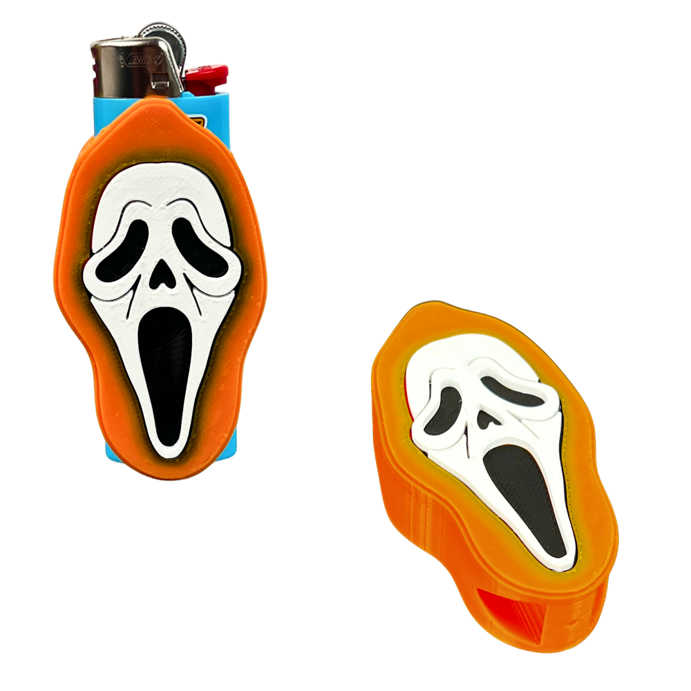 Funda de mechero BIC naranja con máscara de terror en relieve 3D Beetle Print
