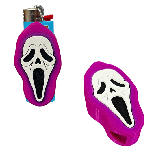 Funda de mechero BIC rosa con máscara de terror en relieve 3D Beetle Print