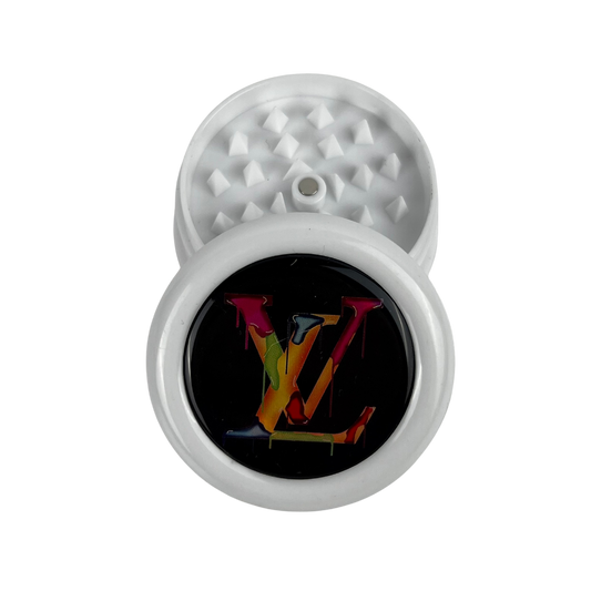 Grinder Beetle Print de 3 partes con diseño LV multicolor drip sobre fondo negro frontal