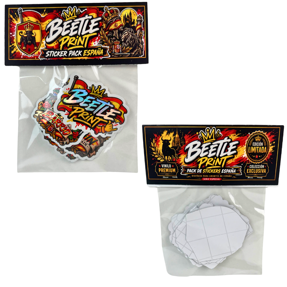 Pack de pegatinas España Beetle Print edición limitada con diseños exclusivos inspirados en España