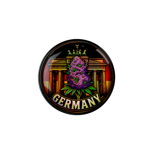 Detalle de tapa personalizada del tarro Germany 5ml colección países