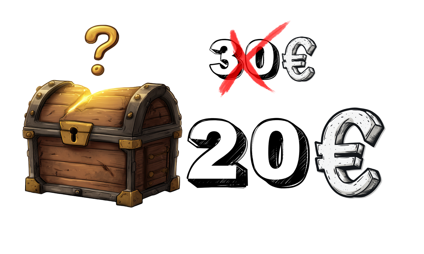 Mystery Box Beetle Print de 20 euros con cofre sorpresa e interrogación dorada, pack aleatorio de accesorios con valor superior garantizado