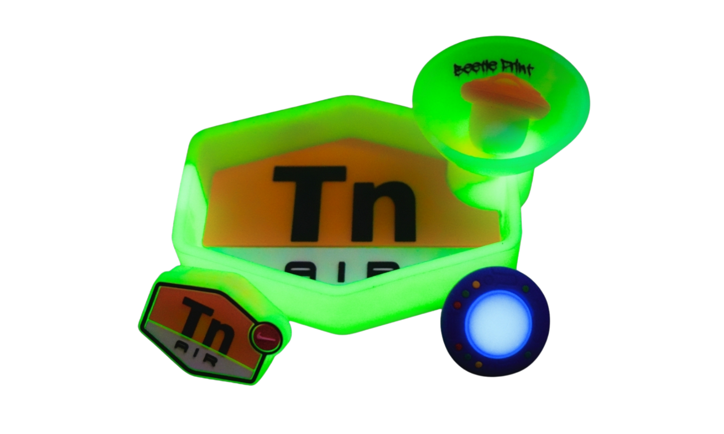 Pack Glow Beetle Print® con bandeja luminosa y wax de silicona glow con logo DIR