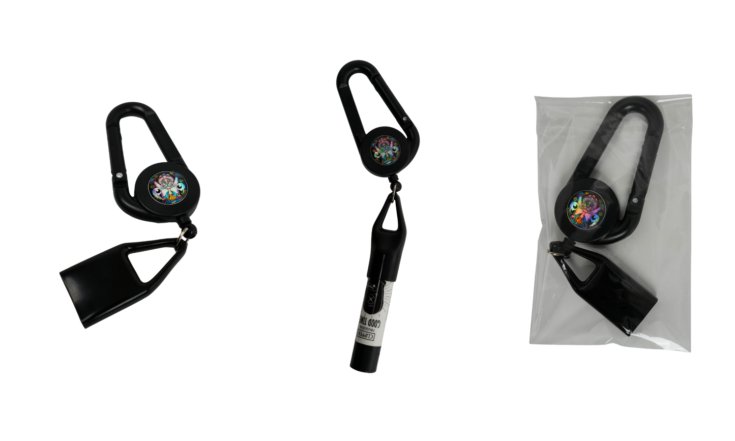 Lighter leash negro retráctil con mosquetón para mechero Beetle Print