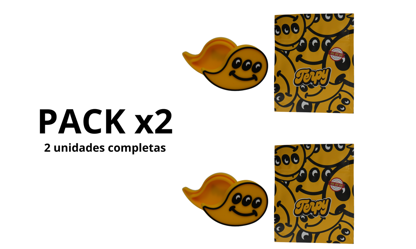 Pack x2 Wax Terpy con 2 unidades completas y 2 bolsas de packaging original, accesorio Beetle Print color amarillo.