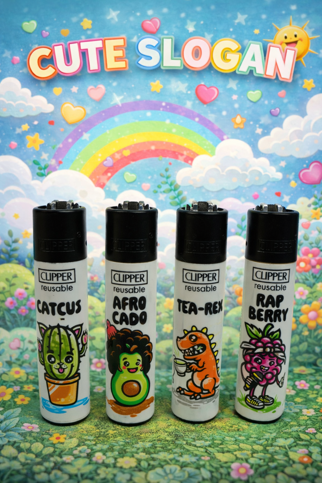 Pack de 4 briquets Clipper Cute Slogan