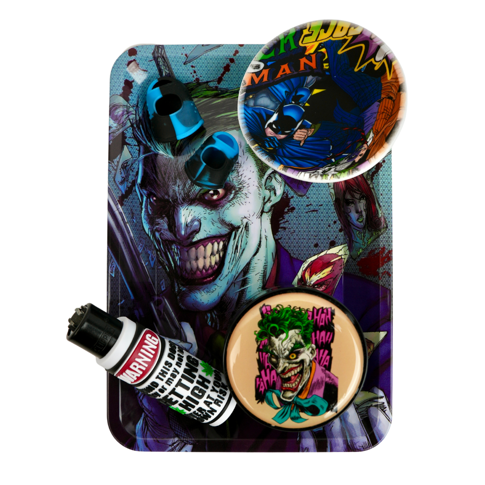 Pack smoking completo con bandeja metálica, mechero, tarro de vidrio, bowl y dedales