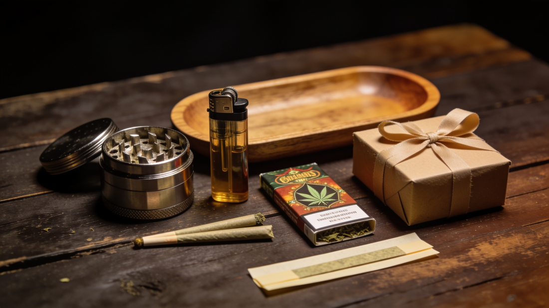 Set de regalo para fumadores con grinder, mechero, bandeja de liar y papel, Beetle Print