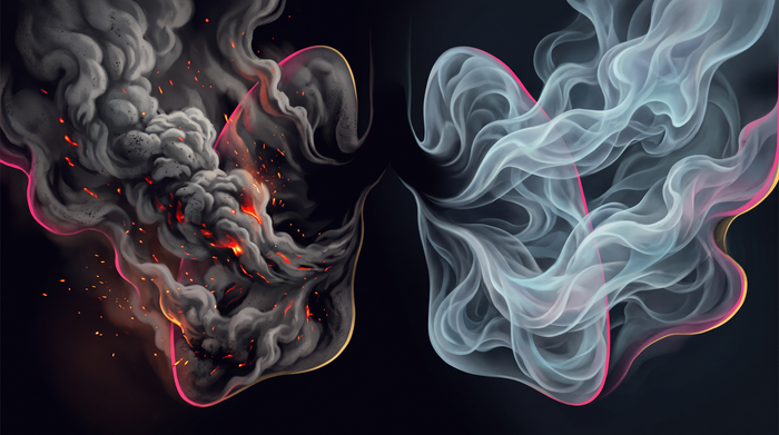 Visual comparison between vaping and smoking cannabis and their impact on lung health