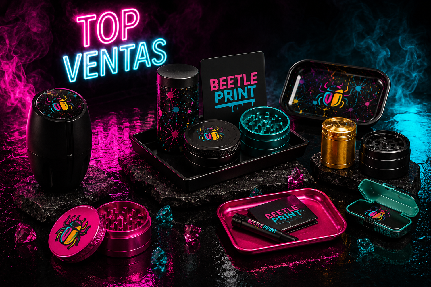 Top ventas Beetle Print con accesorios smoking premium y coloridos