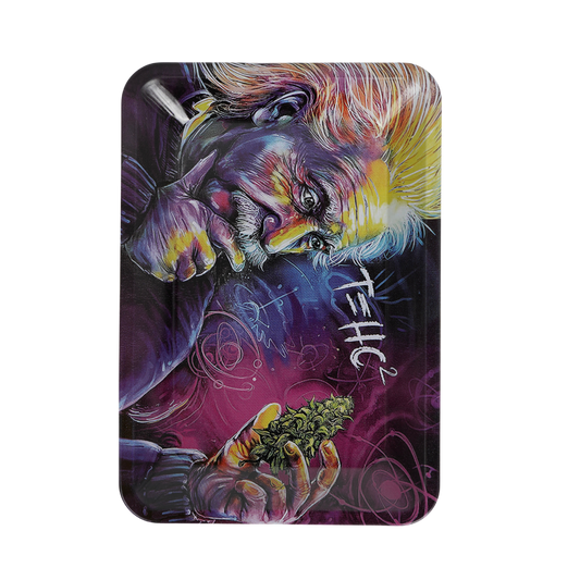 Bandeja metálica Beetle Print con diseño artístico de Einstein y motivo THC en vertical