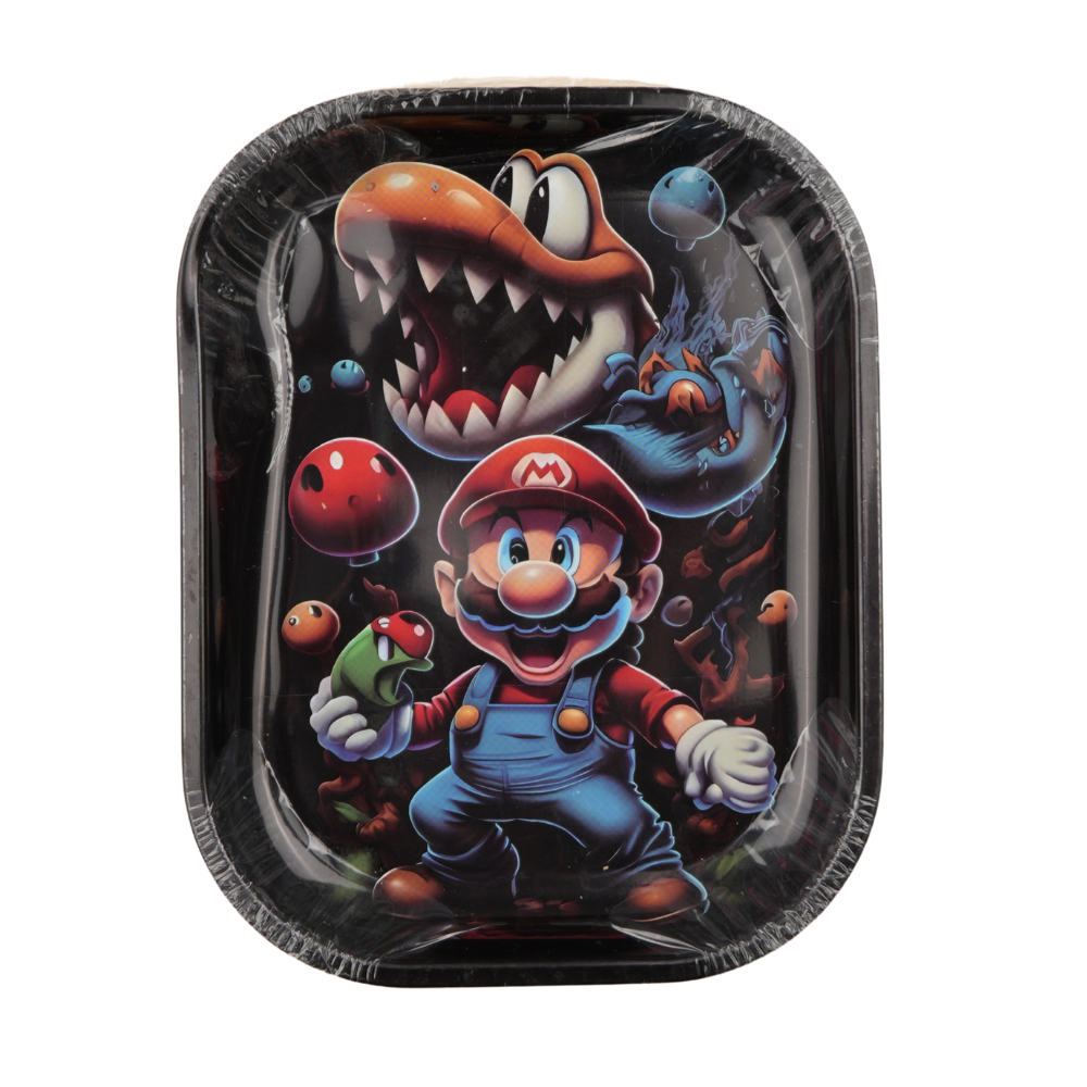 Bandeja metálica outlet con diseño inspirado en videojuegos retro vista frontal
