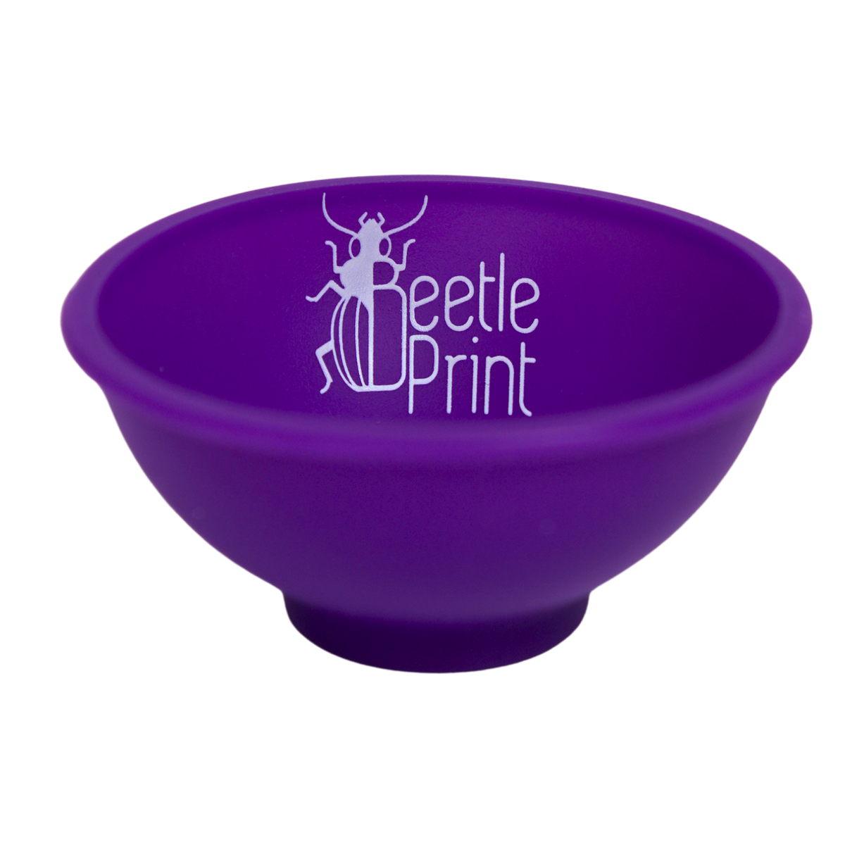 Bowl de silicona Beetle Print color morado, antiadherente, flexible y resistente.