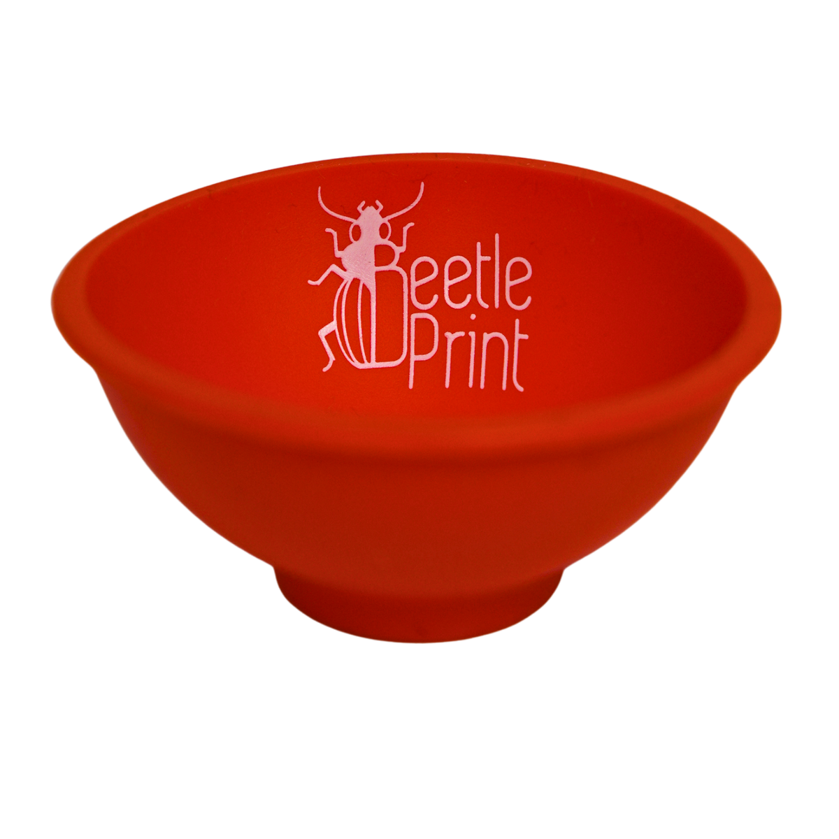 Bowl de silicona Beetle Print color naranja, flexible, duradero y reutilizable.