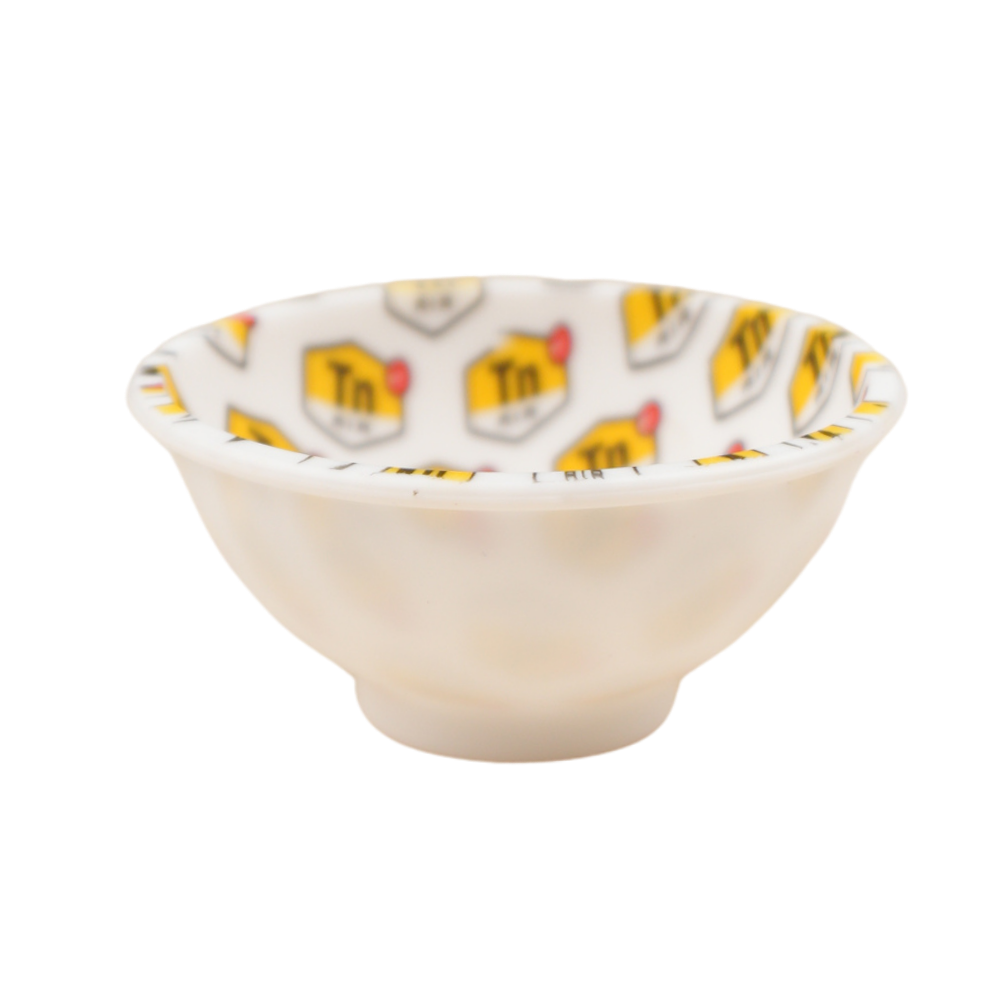 Bowl de silicona con diseño gráfico urbano y fallo de impresión vista lateral
Vista superior de bowl de silic