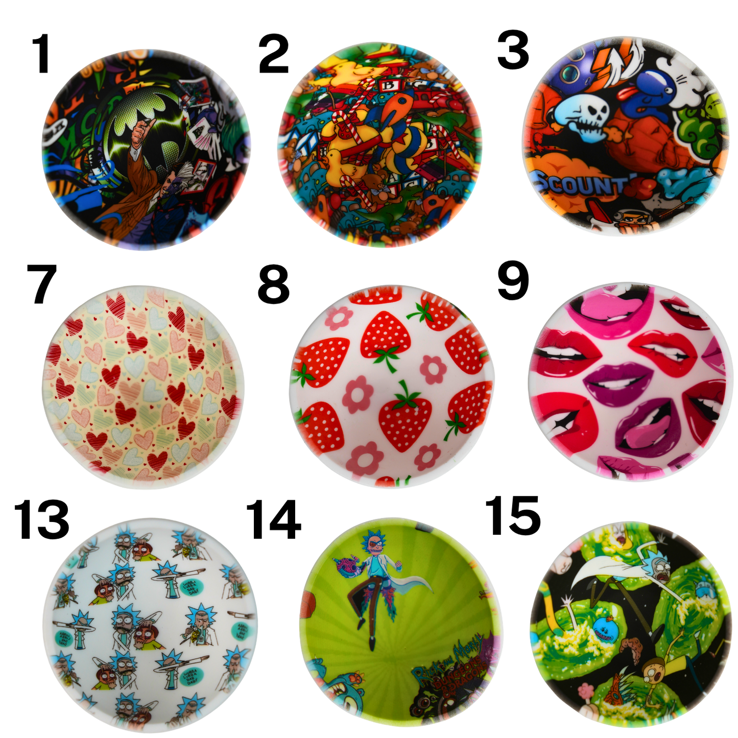 Catálogo Bowl de Silicona Mix Estampado Beetle Print con diseños de anime, videojuegos, series, cultura pop, frutas, dulces y estampados exclusivos. Bowl + cenicero 2 en 1 de silicona flexible.