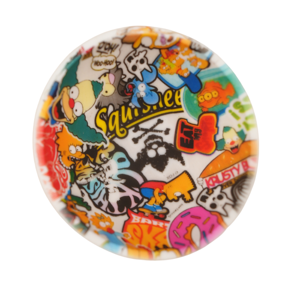 Vista superior de bowl de silicona outlet con ilustraciones de estilo urbano y cultura pop