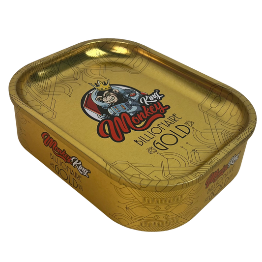 Caja metálica Beetle Print Monkey King Billionaire Gold con acabado dorado brillante y diseño geométrico decorativo