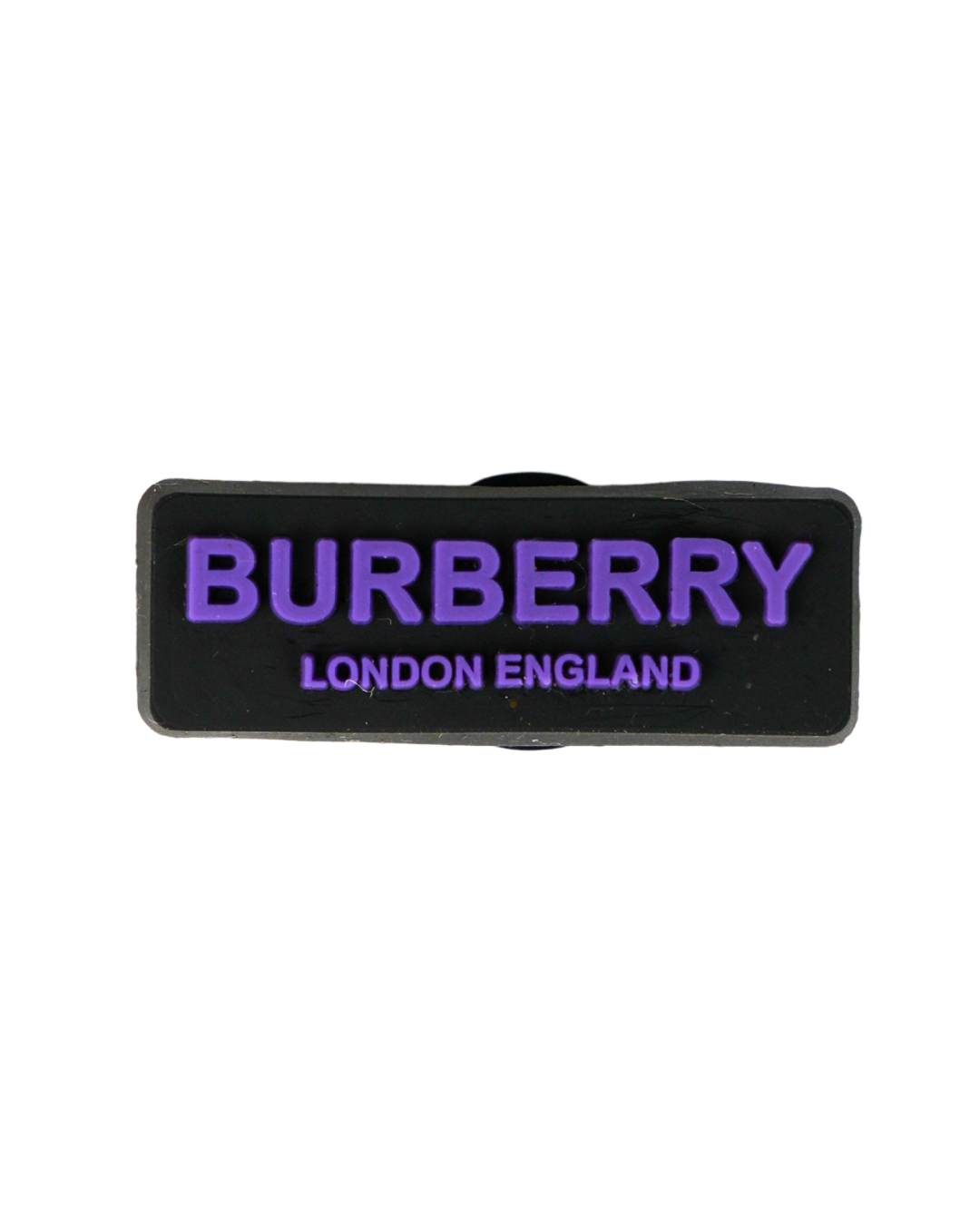 Charm de silicona logotipo Burberry morado para Crocs