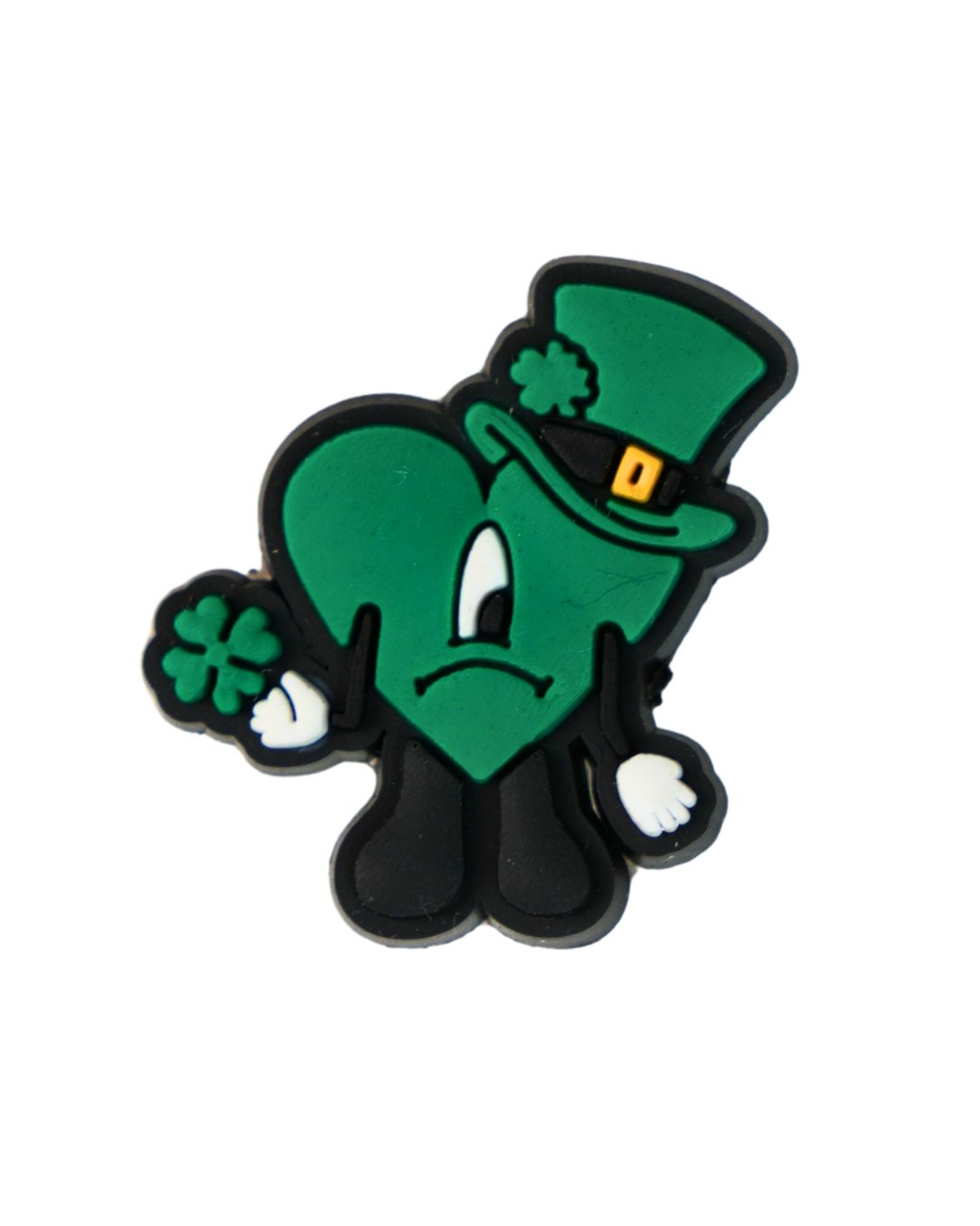 Charm de silicona corazón de San Patricio con trébol para Crocs