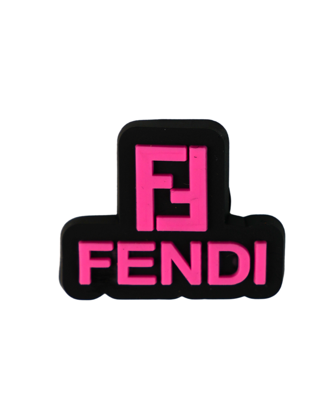Charm de silicona logotipo Fendi rosa para Crocs