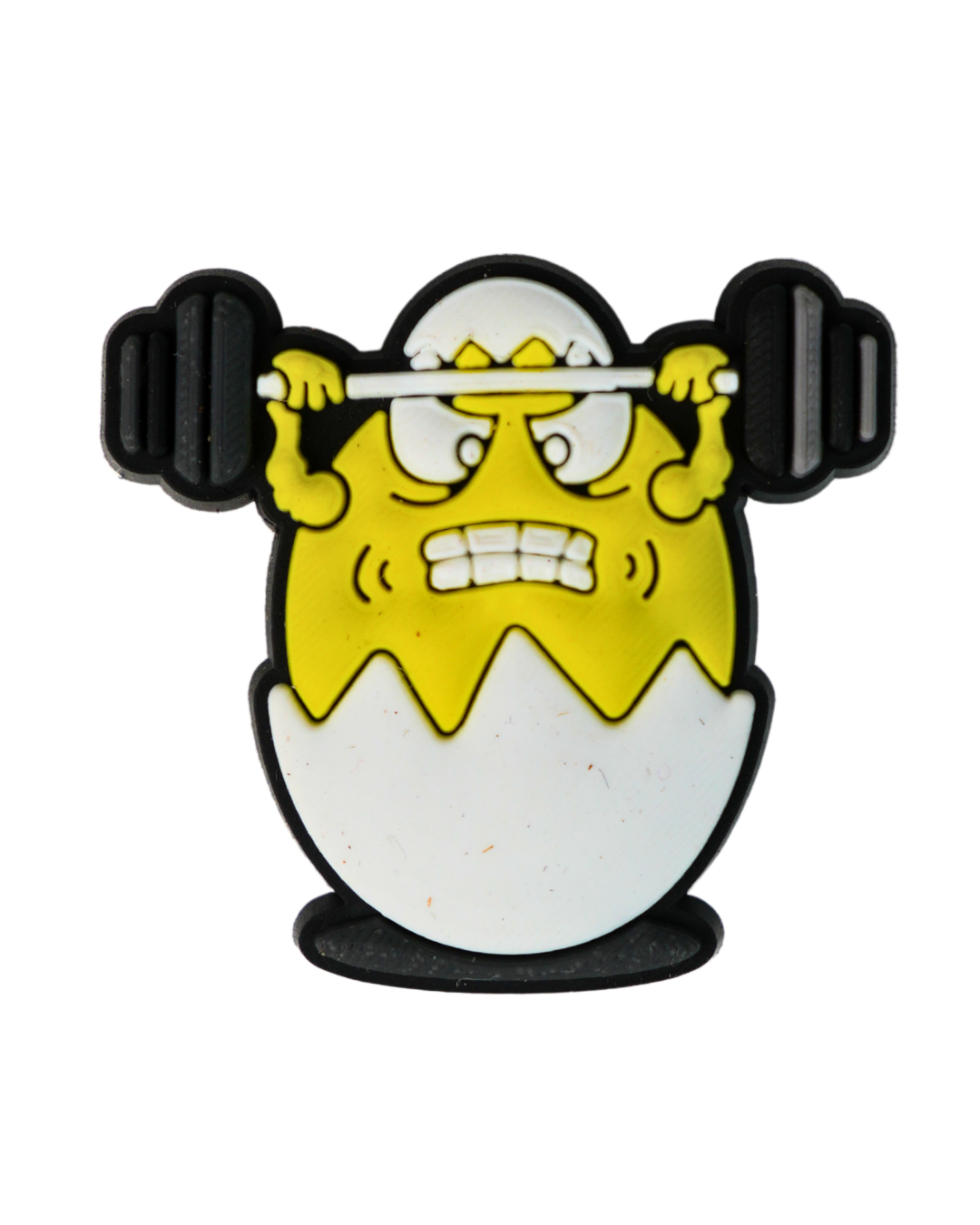 Charm de silicona pollito levantando pesas para Crocs