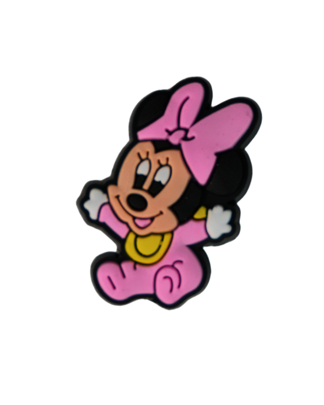 Charm de silicona Beetle Print con diseño inspirado en Minnie rosa.