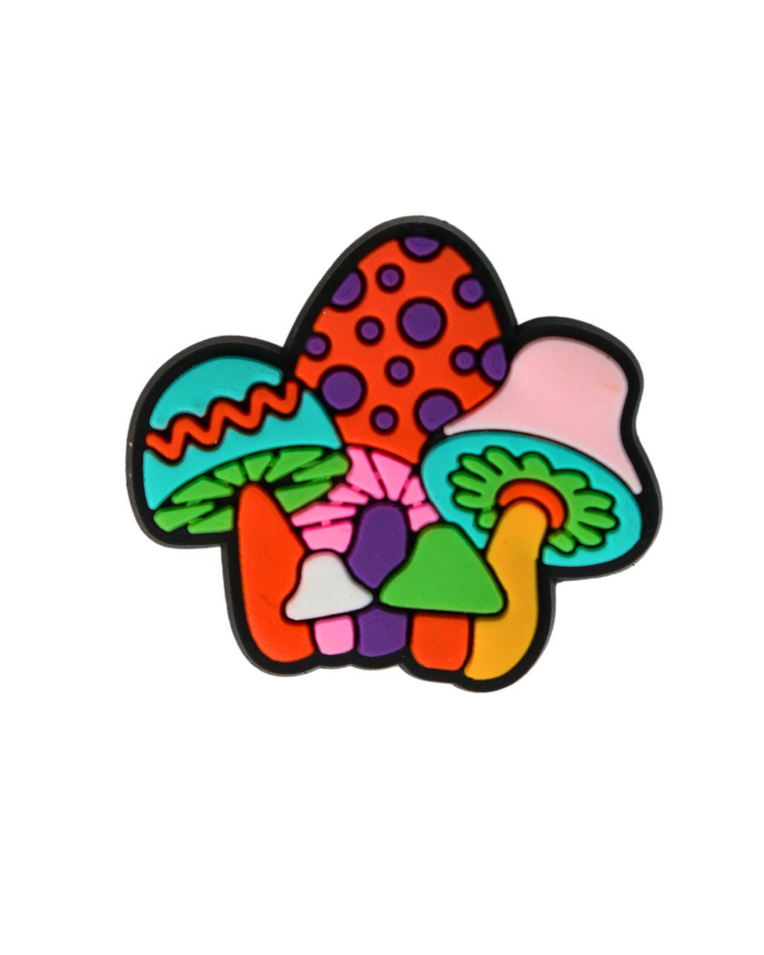 Charm de silicona con diseño de setas de colores.