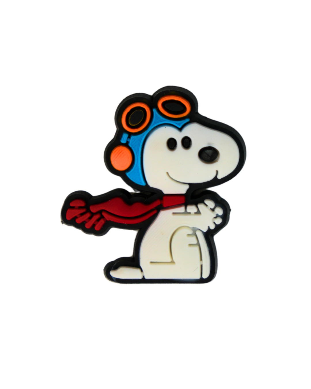 Charm de silicona con Snoopy vestido de aviador.