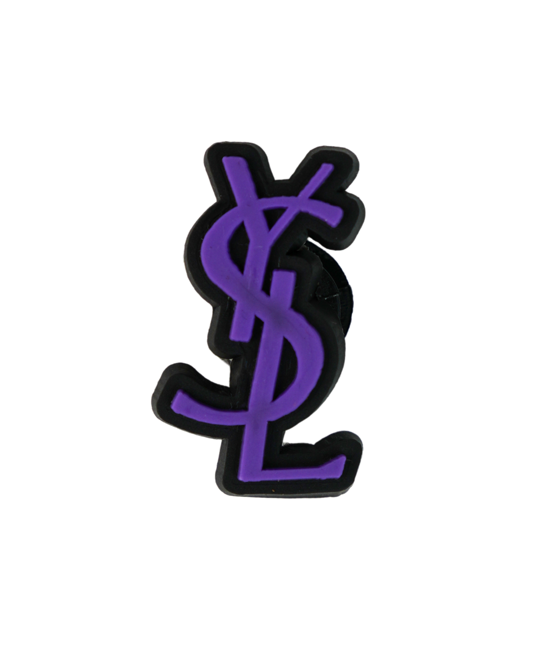Charm de silicona logotipo YSL morado para Crocs