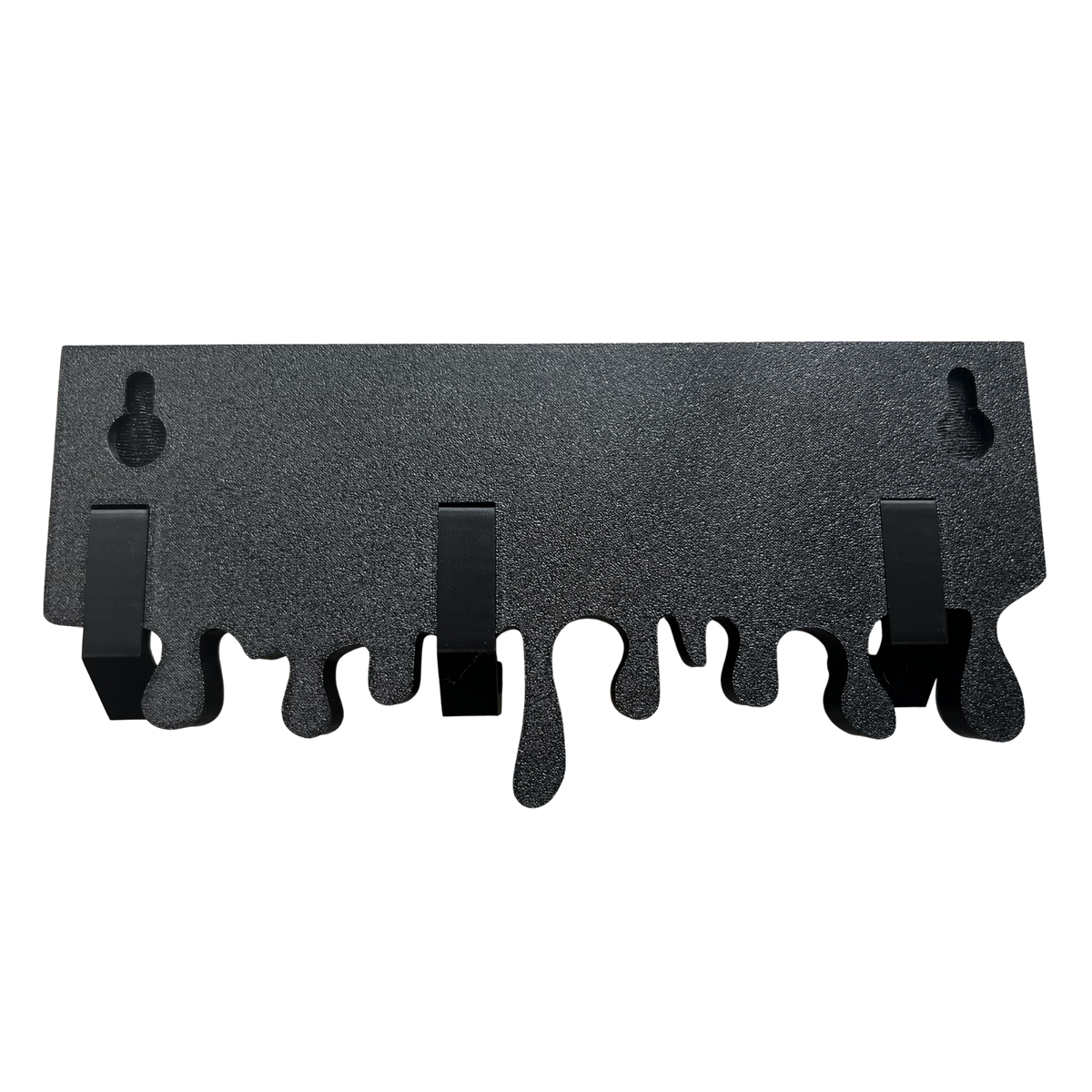 Parte trasera del cuelgallaves de pared Supreme negro con sistema de fijación para instalación en pared.