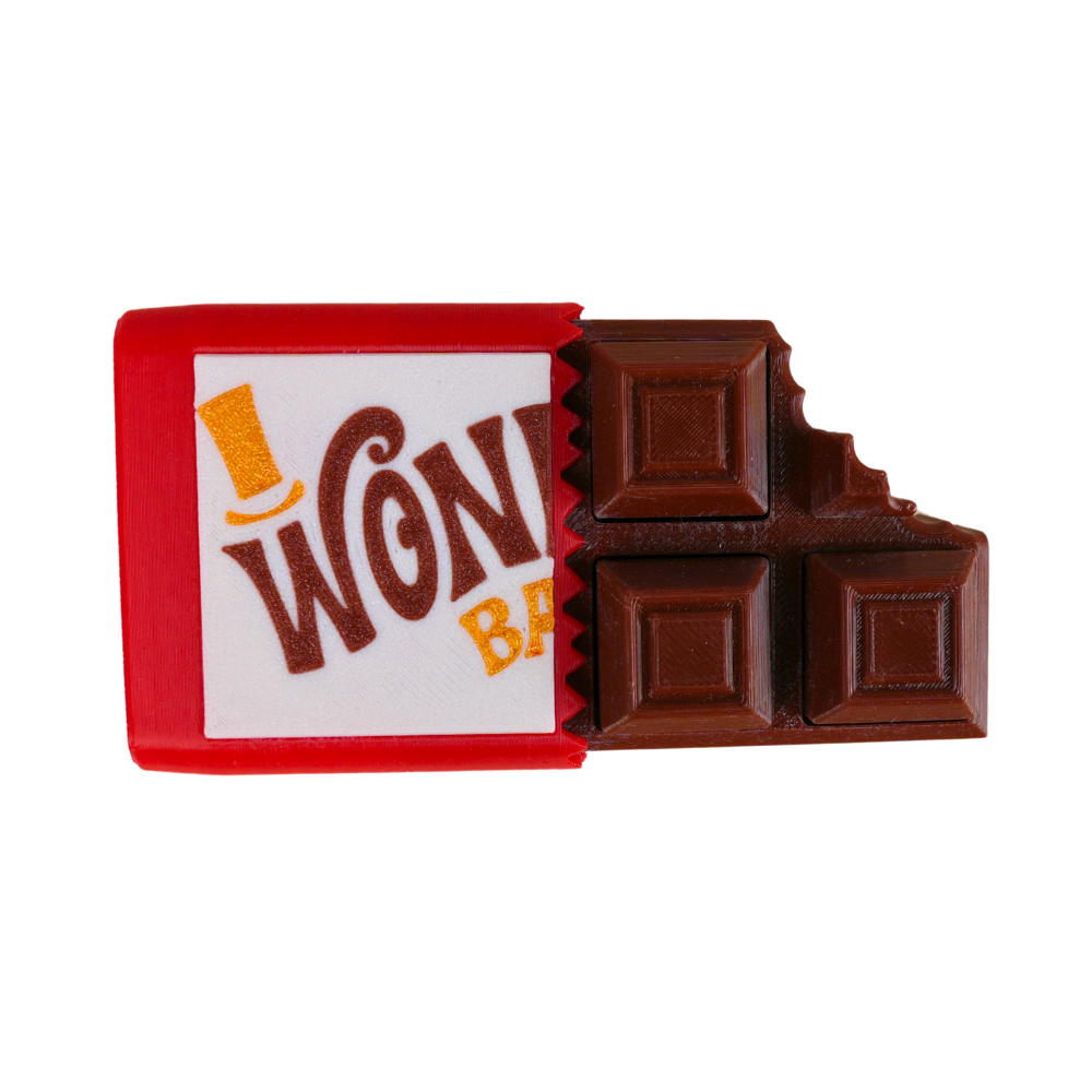 fidget antiestrés beetle print chocolate interactivo vista superior efecto mordido