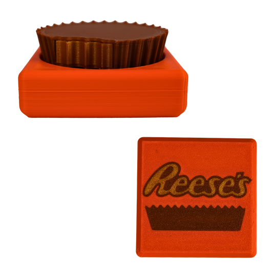 fidget antiestrés beetle print chocolate peanut cup vista perspectiva diseño interactivo