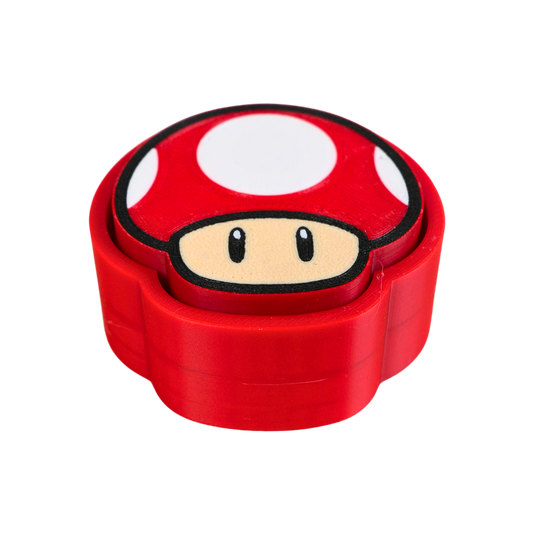 fidget antiestrés beetle print seta roja gaming retro vista perspectiva diseño compacto