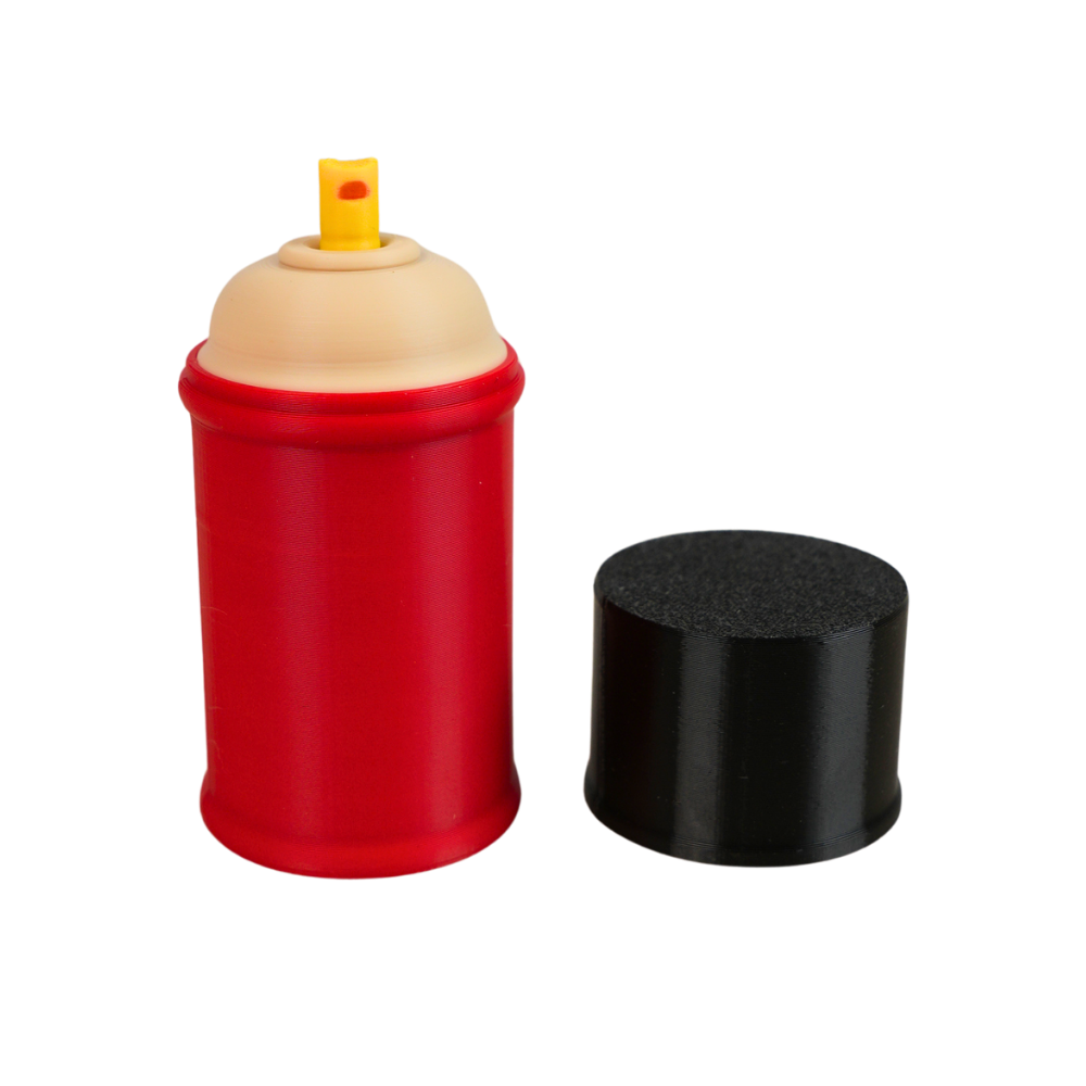fidget antiestrés beetle print spray interactivo abierto mostrando boton clicker