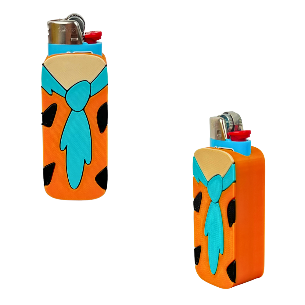 Funda de mechero BIC Caveman 3D naranja y turquesa Beetle Print