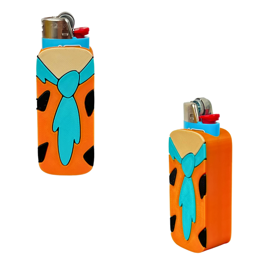 Funda de mechero BIC Caveman 3D naranja y turquesa Beetle Print