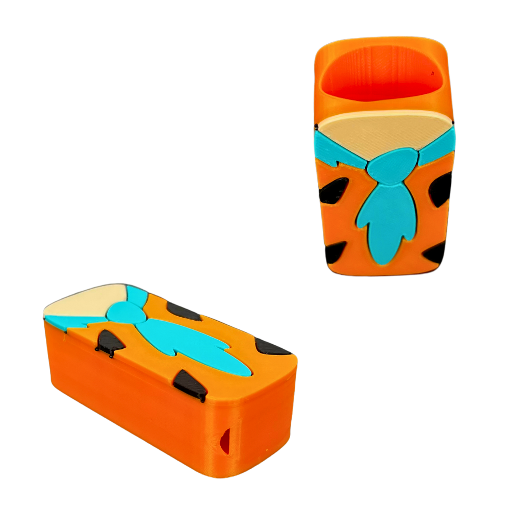 Funda Caveman para mechero BIC con diseño 3D naranja y turquesa