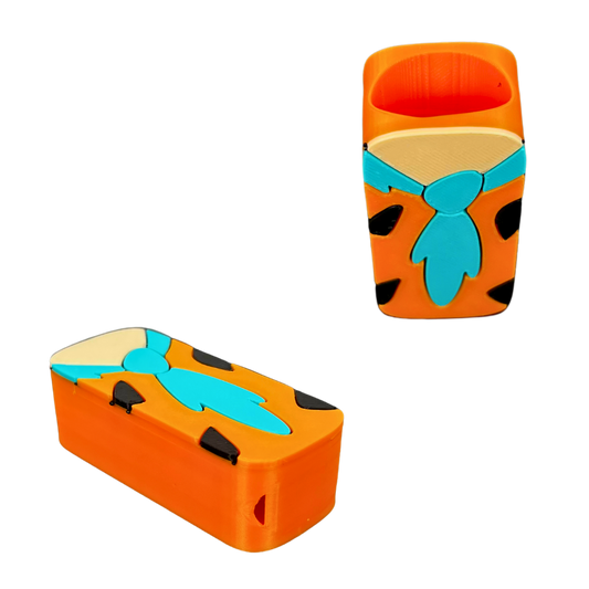 Funda Caveman para mechero BIC con diseño 3D naranja y turquesa