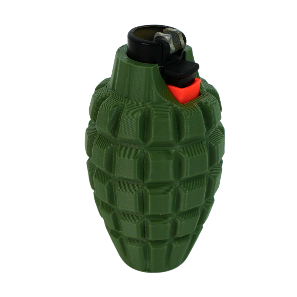 Funda para mechero Clipper Beetle Print con forma de granada en color verde y relieve geométrico impreso en 3D