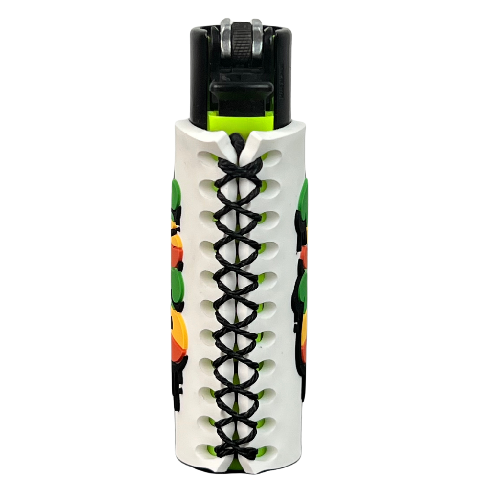 Funda de mechero de silicona Beetle Roots blanca con cordón negro entrelazado Beetle Print