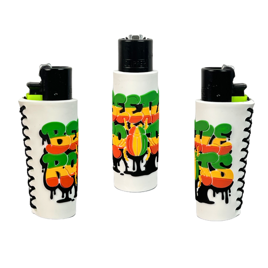 Funda de mechero de silicona Beetle Roots blanca antideslizante con diseño multicolor Beetle Print