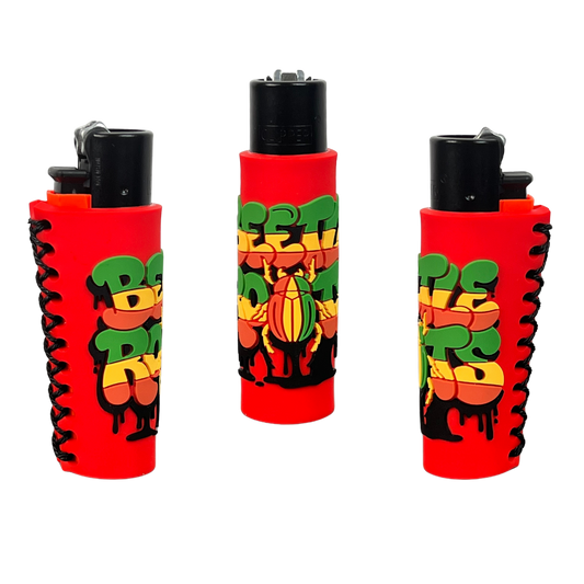 Funda de mechero de silicona Beetle Roots roja antideslizante con diseño multicolor Beetle Print