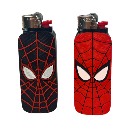 Fundas para mechero Beetle Print Spider en dos diseños, negro con telaraña roja y rojo con telaraña negra