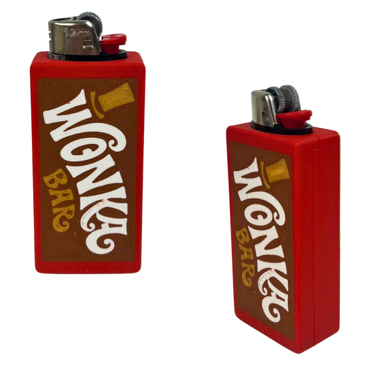 Funda para mechero Beetle Print Wonka Bar en color rojo con diseño tipo tableta de chocolate y detalles en relieve impresos en 3D