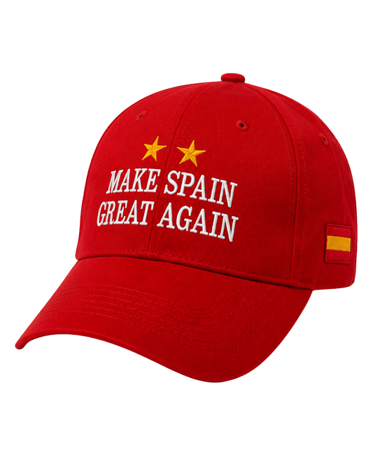 Gorra roja Make Spain Great Again en perspectiva.