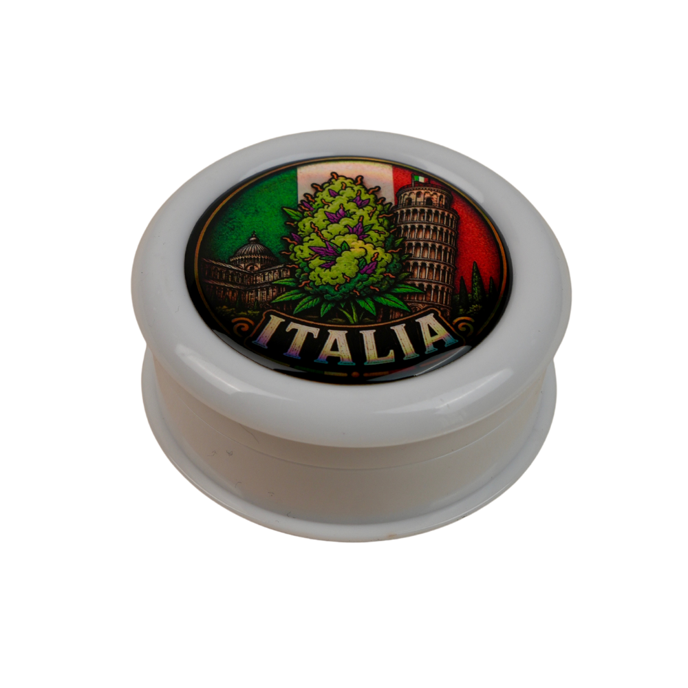 Grinder Zero Italia Beetle Print con resina holográfica y diseño urbano italiano
