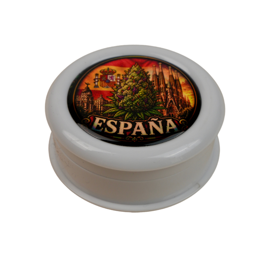 Grinder Zero premium con diseño España y acabado holográfico brillante