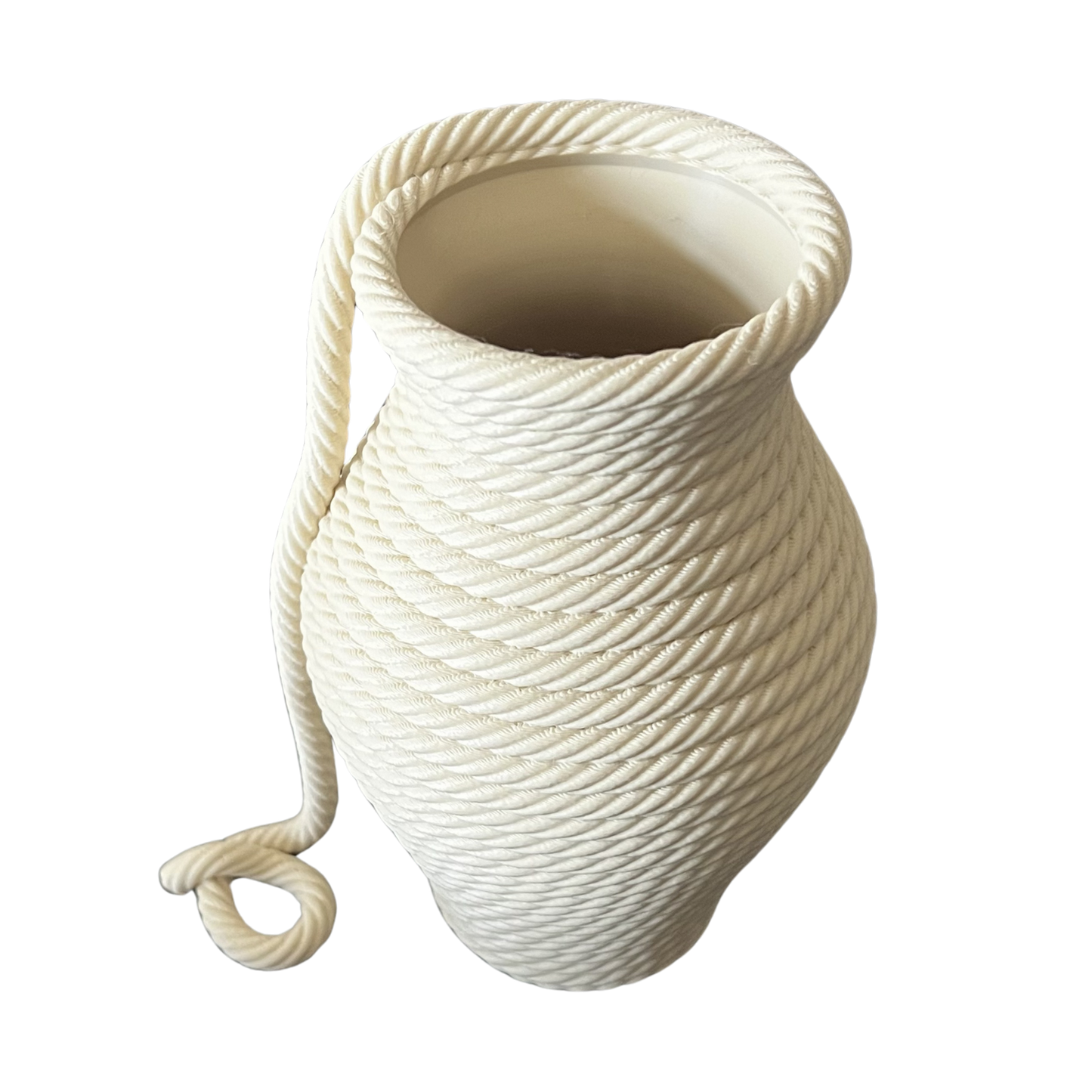 Jarrón decorativo impreso en 3D con diseño de cuerda, ideal para decorar salones, dormitorios, oficinas y estanterías.