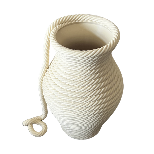 Jarrón decorativo impreso en 3D con diseño de cuerda, ideal para decorar salones, dormitorios, oficinas y estanterías.